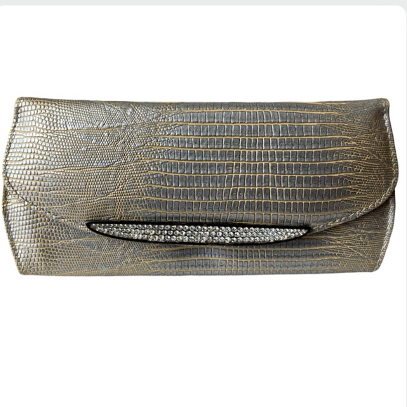 Judith Leiber Handbags - VTG Judith Leiber Metallic Lizard Leather Crystal Sunglasses Case with Crystals